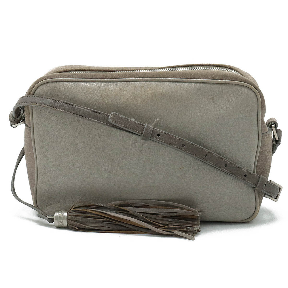 SAINT LAURENT PARIS Yves Saint YSL Lou Camera Bag Shoulder Leather Suede Gray